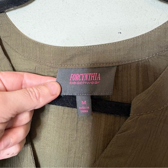 For Cynthia Green Long Sleeve V-Neck Swim Cover Size Medium - Picture 3 of 6